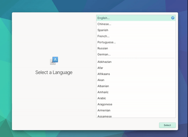 eOS installer offers to switch to left-handed setup